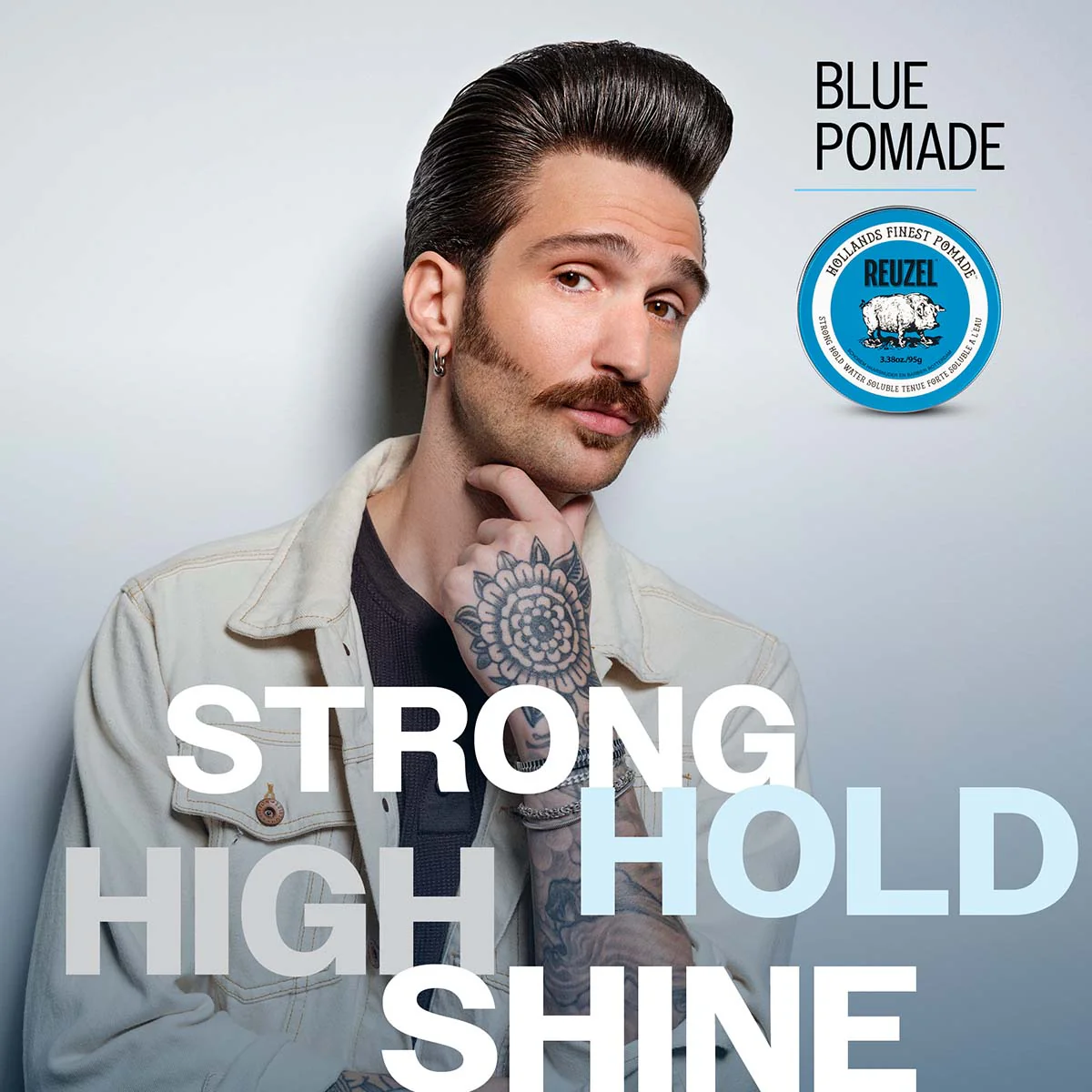 Blue High Shine Strong Hold Pomade - Image 4